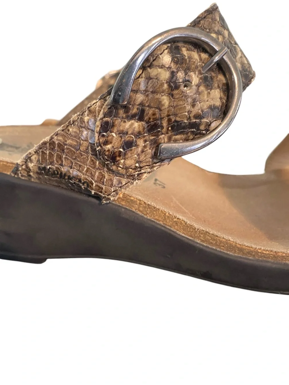 Women's Mephisto Air Relax  Snakeskin Print Wedge Slide Sandals Size 37